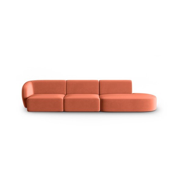 Rožinės spalvos iš velveto sofa su kairiuoju kampu 311 cm Paolo – Milo Casa