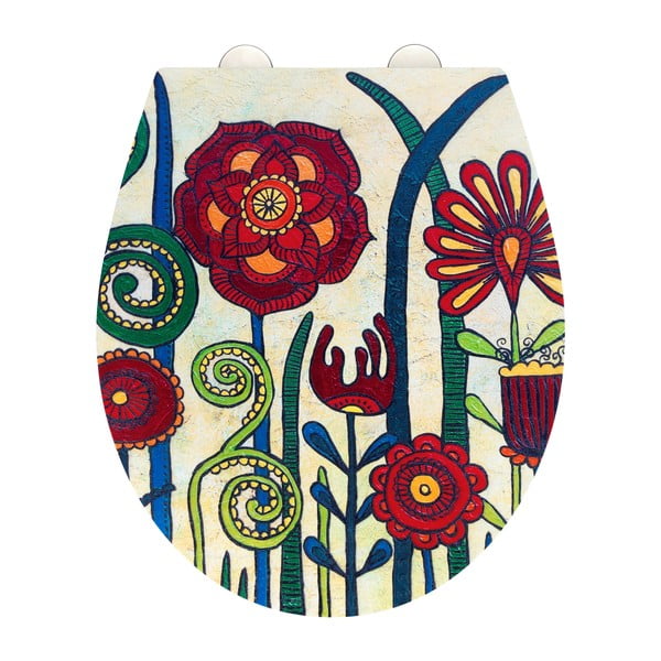 Tualeto sėdynė Easy-close funkcija 37 x 44,5 cm Rollin'Art Red Blossom – Wenko