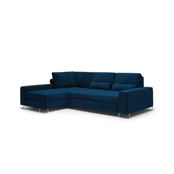 Mėlyna kampinė aksominė sofa-lova Windsor & Co Sofas Diane, kairysis kampas-image-3
