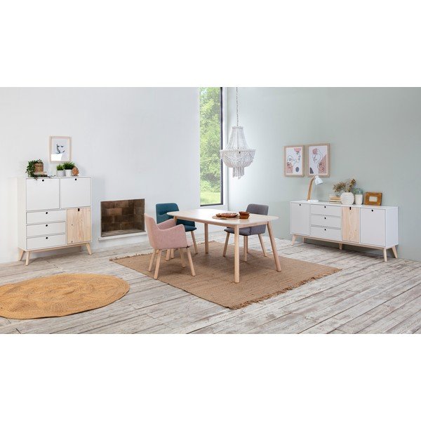 Baltos pušies medienos komoda "Marckeric Kiara-image-1