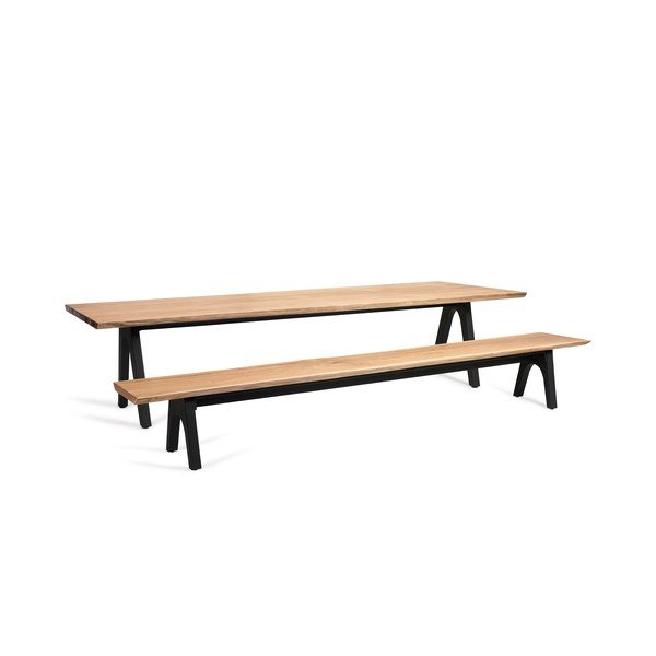 Juodas/natūralios spalvos sodo suoliukas lavice Pure – Diphano-image-2