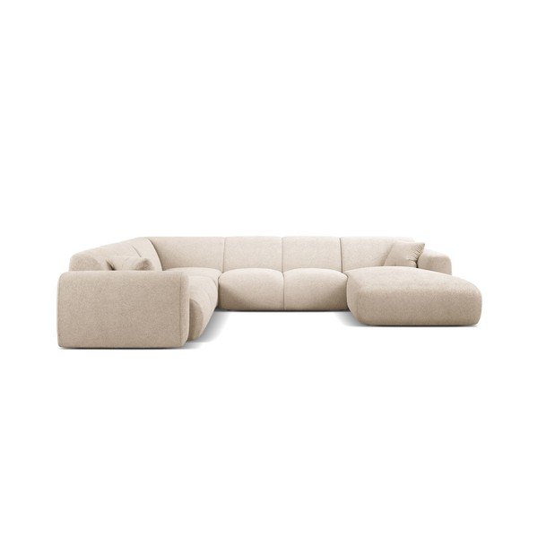 Smėlio spalvos kampinė sofa iš boucle („U“ formos) Molino – Micadoni -image-1