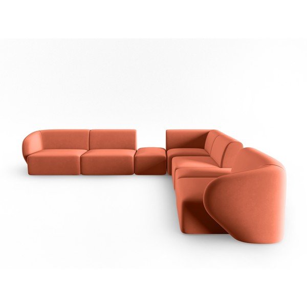 Rožinės spalvos iš velveto kampinė sofa Paolo – Milo Casa-image-2