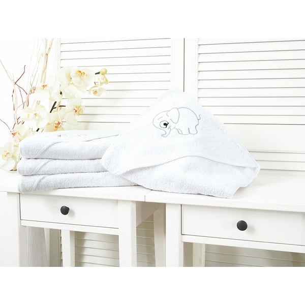 Vaikiškas rankšluostis baltos spalvos iš frote audinio 90x100 cm Baby – B.E.S.