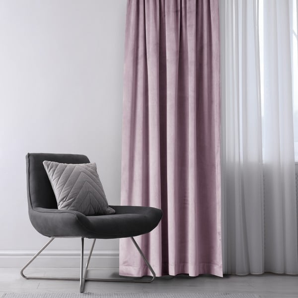 Šviesiai rožinės spalvos iš velveto pritemdymas (dalinis užtemimas) užuolaida 140x245 cm Eyelets – Restilo-image-1