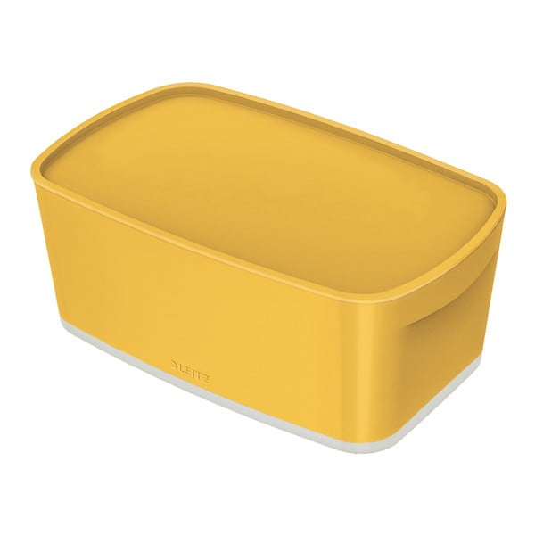 Geltonos spalvos nešiojamoji dėžutė su dangteliu Leitz Cosy Mailorder, 5 l talpos