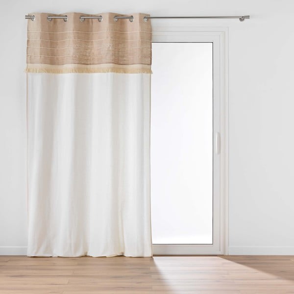 Baltos spalvos/rudos spalvos iš džiuto mišinio užuolaida 140x240 cm Cirrus – douceur d'intérieur