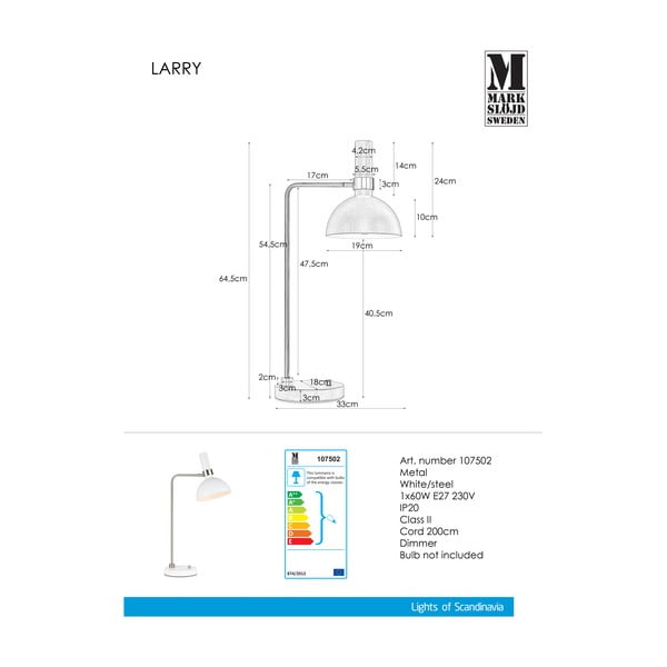 Baltas stalinis šviestuvas Markslöjd Larry-image-3