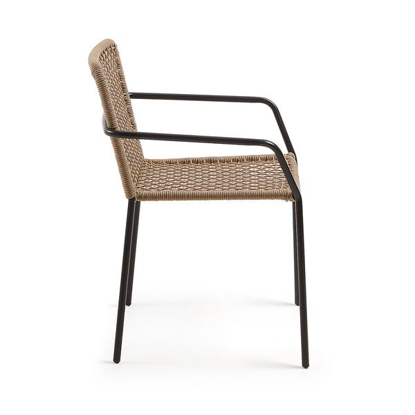 Smėlio spalvos sodo kėdė su plienine konstrukcija Kave Home Bomer-image-2