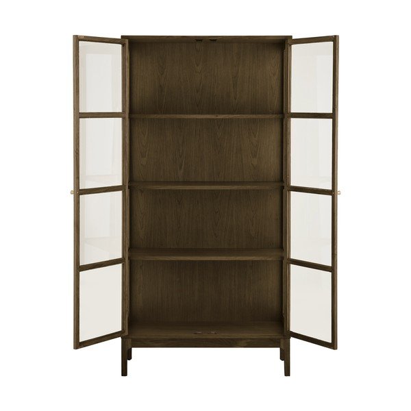 Tamsiai rudos spalvos vitrina iš ąžuolo 90x180x40 cm Zamora – House Nordic-image-3