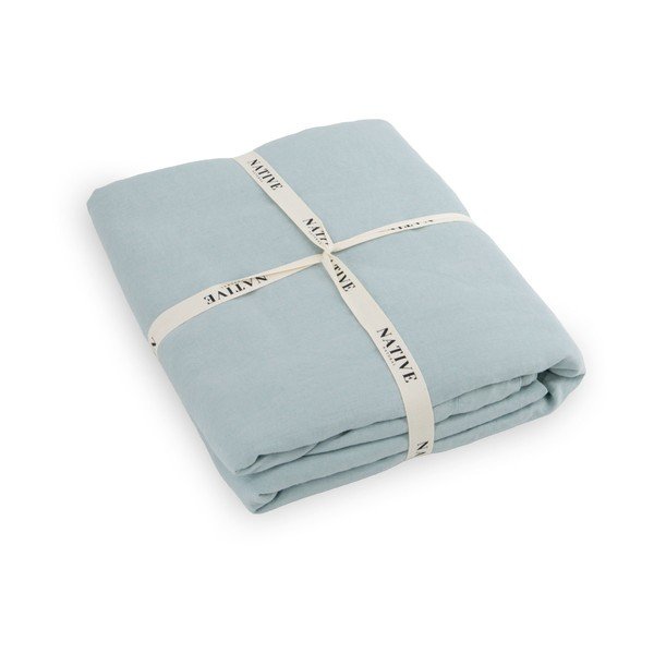 Šviesiai mėlynos spalvos iš lino dvigulė patalynė 200x200 cm Aqua – Native Natural-image-3