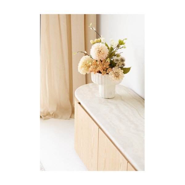 Kreminės spalvos/natūralios spalvos TV spintelė su akmens stalviršiu 160x45x40 cm Larvik – House Nordic-image-2