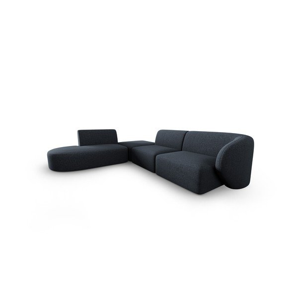 Mėlynos spalvos iš šenilinio audinio kampinė sofa (su kairiuoju kampu/„L“ formos) Paolo – Milo Casa-image-2