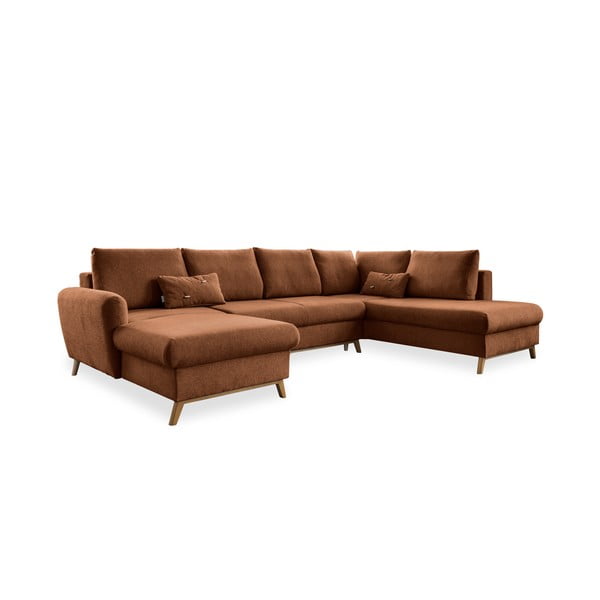 Oranžinės spalvos sofa-lova U formos Miuform Scandic Lagom, dešinysis kampas