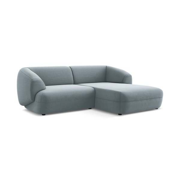 Šviesiai mėlynos spalvos iš velveto kampinė sofa (su dešiniuoju kampu) Moana – Makamii-image-2