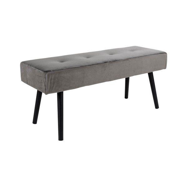 Pilkas minkštas suolas su aksominiu užvalkalu House Nordic Skiby, 100 x 35 cm-image-2