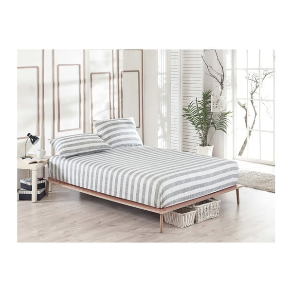 Elastingos paklodės ir užvalkalo viengulėlei lovai rinkinys Clementino Gris Dulo, 100 x 200 cm