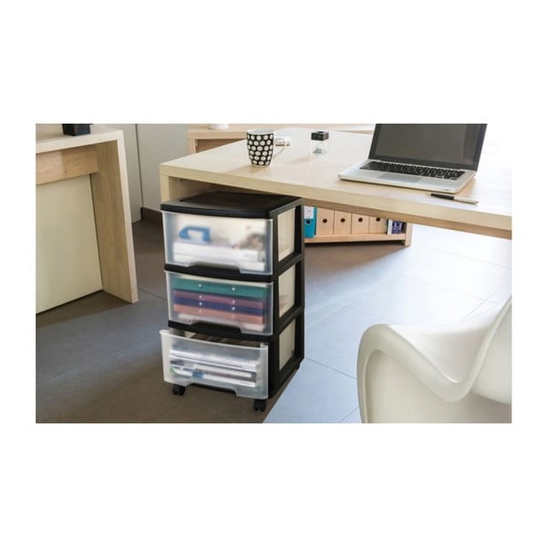 Iš plastiko lentyna ant ratukų juodos spalvos/peršviečiama 37x80,5 cm – Curver-image-3