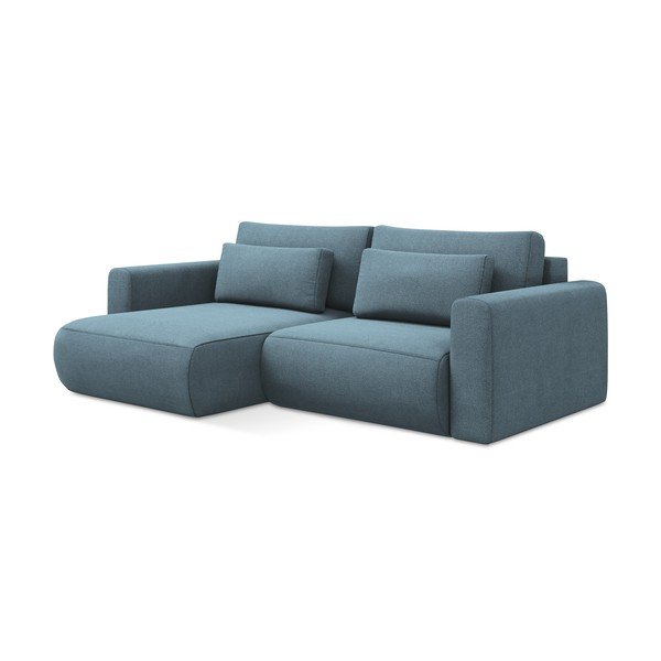 Šviesiai mėlynos spalvos sulankstoma/su sandėliavimo vieta kampinė sofa (su kairiuoju kampu/su gultu) Kapua – Makamii-image-3