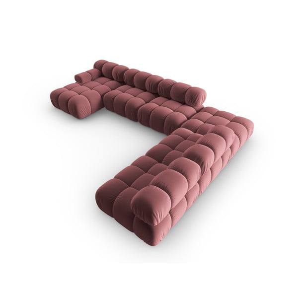 Sofa rožinės spalvos iš velveto 379 cm Bellis – Micadoni Home-image-4