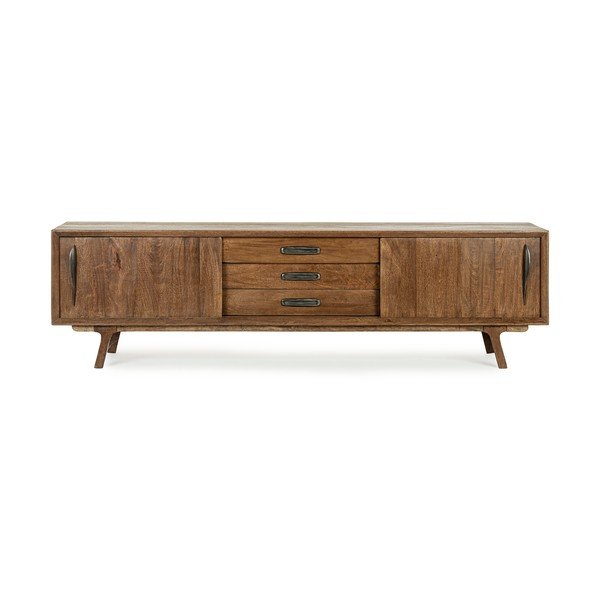 Natūralios spalvos iš mango masyvo TV spintelė 200x60x43 cm Sherman – Bizzotto-image-3