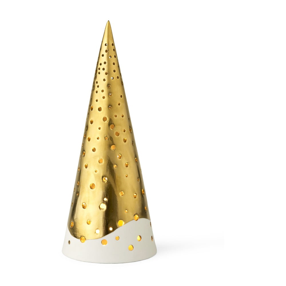 Aukso spalvos porcelianinė žvakidė Kähler Design Nobili, 25,5 cm aukščio
