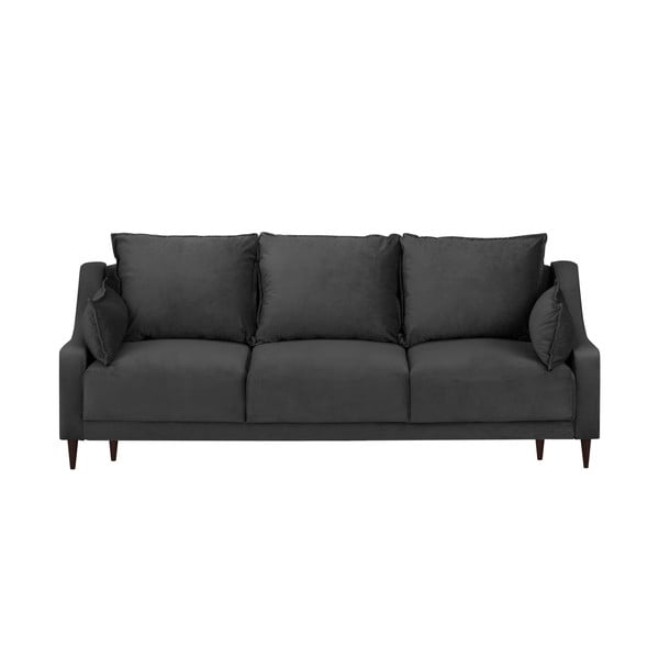 Tamsiai pilka aksominė sofa-lova su patalynės dėže Mazzini Sofas Freesia, 215 cm
