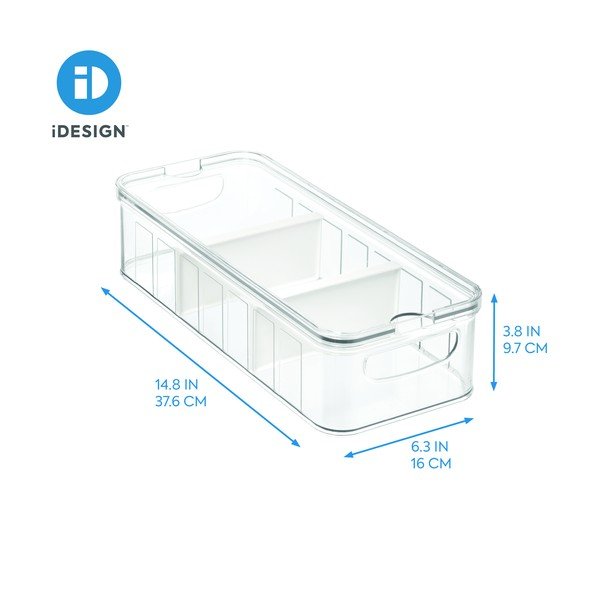 Skaidri dėžė su dangčiu ir 3 skyriais iDesign, 38 x 16 cm-image-2