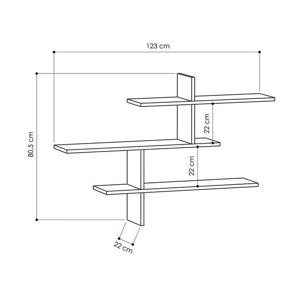 Kelių aukštų sieninė lentyna natūralios spalvos iš ąžuolo 123 cm Leo – Kalune Design-image-4