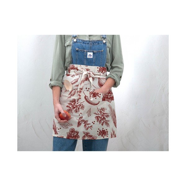 Gėlėta prijuostė su linu Really Nice Things Delantal Raudonieji pipirai-image-2