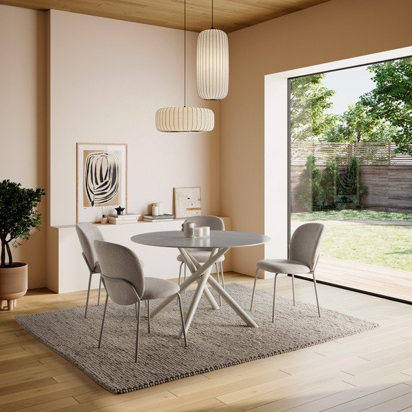 Iš keraminės plokštės apvalios formos valgomojo stalas ø 119,5 cm Talia – Marckeric-image-1