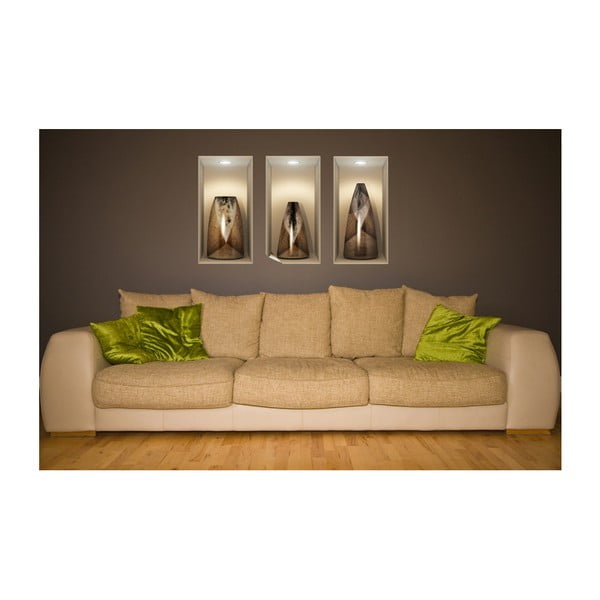 3 lipdukų rinkinys su 3D efektu Ambiance Wooden Vases-image-4