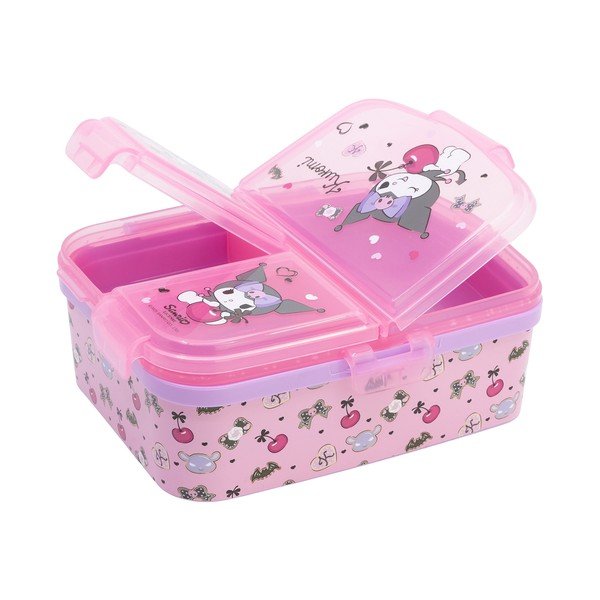 Rožinės spalvos iš plastiko vaikiška pietų dėžutė Kuromi – STOR-image-1
