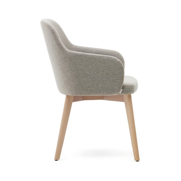 Smėlio spalvos iš audinio valgomojo kėdė su porankiais Nelida – Kave Home-image-4