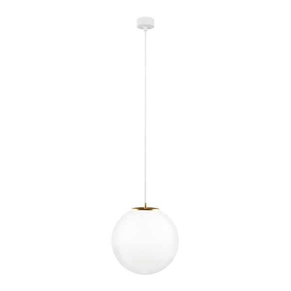 Baltas pakabinamas šviestuvas su baltu kabeliu ir auksine detale "Sotto Luce Tsuri", ⌀ 30 cm