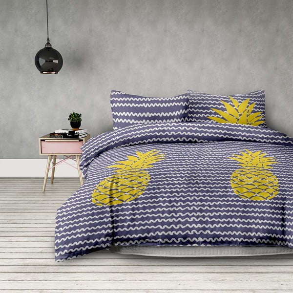 2 mikropluošto viengulės lovos paklodžių rinkinys "AmeliaHome Pineapple", 135 x 200 cm