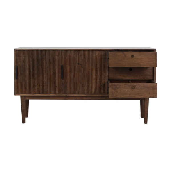 Žema šoninė spintelė iš medienos masyvo tamsiai rudos spalvos 150x80 cm Bitika – Light & Living-image-4