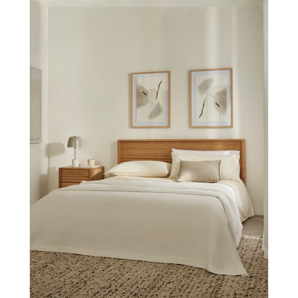 Dvigulė lova natūralios spalvos su lovos grotelėmis iš ąžuolo masyvo 160x200 cm Lenon – Kave Home-image-1