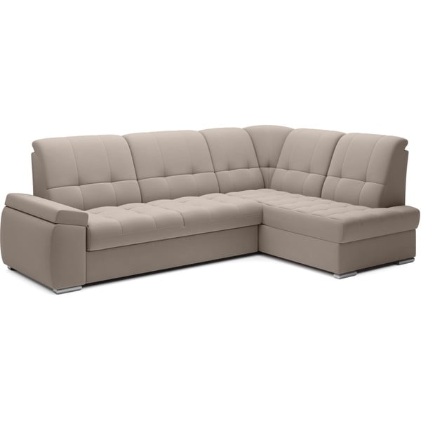 Smėlio spalvos iš velveto sulankstoma/su sandėliavimo vieta kampinė sofa (su dešiniuoju kampu/„L“ formos) Sado – ELTAP-image-2