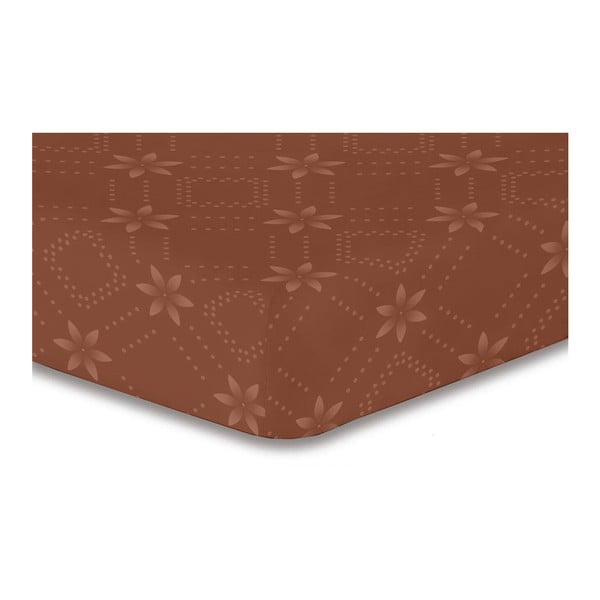 Ruda elastinė paklodė su raštu DecoKing Hypnosis Snowynight, 200 x 220 cm