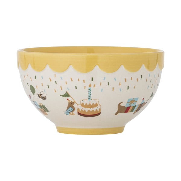 Geltonos spalvos/kreminės spalvos iš akmens masės vaikiškas dubuo ø 13,5 cm Celebrate – Bloomingville Mini