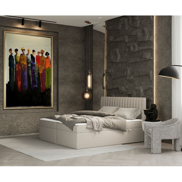 Spyruoklinė lova smėlio spalvos su sandėliavimo vieta 140x200 cm Spencer – Maison de Rêve-image-4