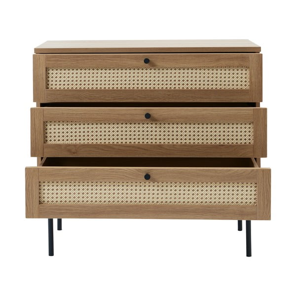 Žema šoninė spintelė natūralios spalvos iš ąžuolo 80x75 cm Pensacola – Unique Furniture-image-3