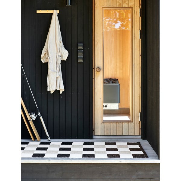 Juodos spalvos/kreminės spalvos lauko kilimas 70x160 cm Pix Black Vanilla – Pappelina-image-2