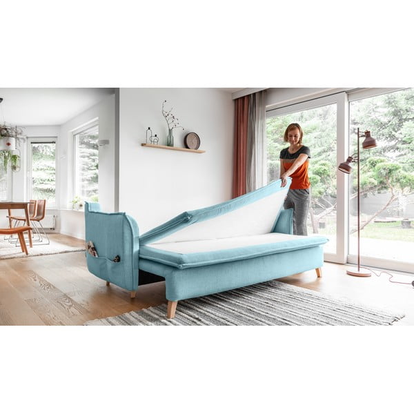 Sulankstoma sofa šviesiai mėlynos spalvos 225 cm Charming Charlie – Miuform-image-4