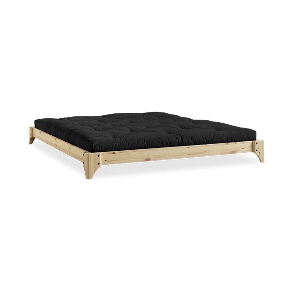 Pušies medienos dvigulė lova su čiužiniu Karup Design Elan Comfort Mat Natural Clear/Black, 180 x 200 cm