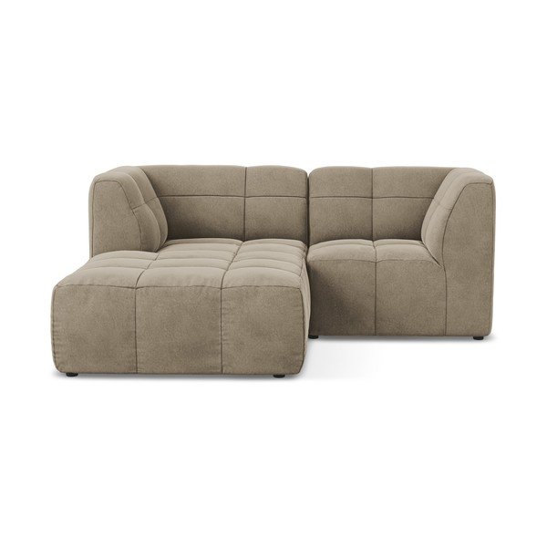 Rudos spalvos kampinė sofa iš velveto (su kairiuoju kampu/su gultu) Aloha – Makamii