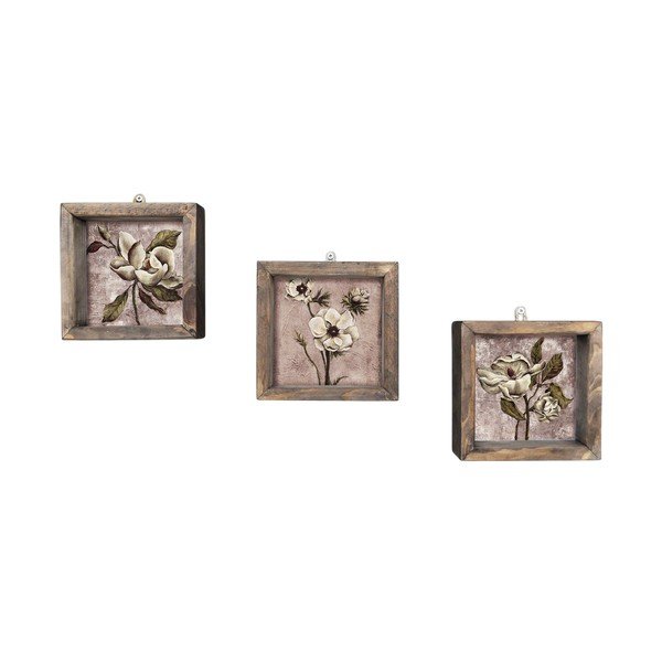3 vintažinių paveikslų rinkinys, 15 x 15 cm