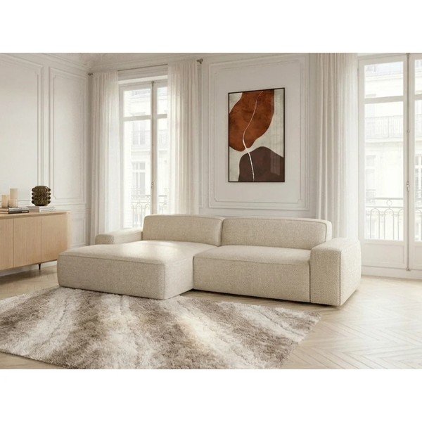 Smėlio spalvos sulankstoma/ar elektrisko sēdekļa regulēšanu kampinė sofa (su kairiuoju kampu) Abel – Bobochic Paris-image-1
