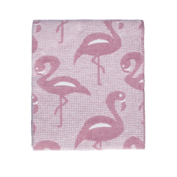 Rožinė antklodė su medvilnės mišiniu "Flamingo", 180 x 220 cm-image-1